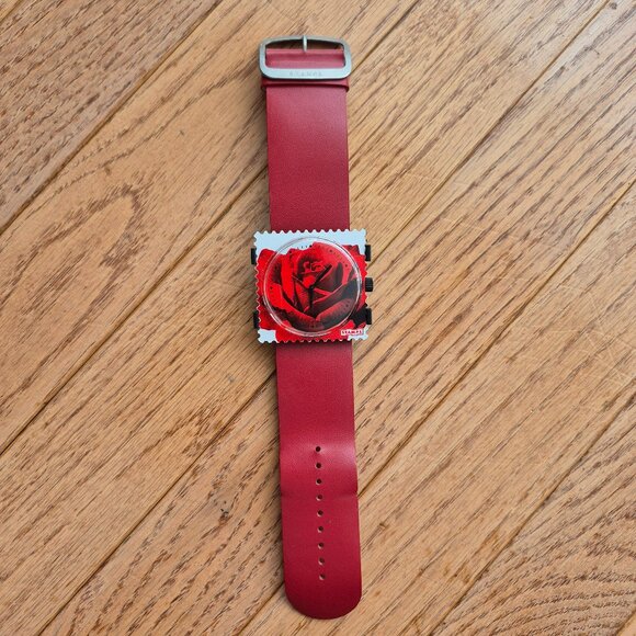 S.T.A.M.P.S Watch Red Rose Untested Nature Wearable Art - Picture 1 of 12